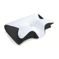 Oreiller cervical Pillowvia en forme de papillon, blanc avec côtés noirs