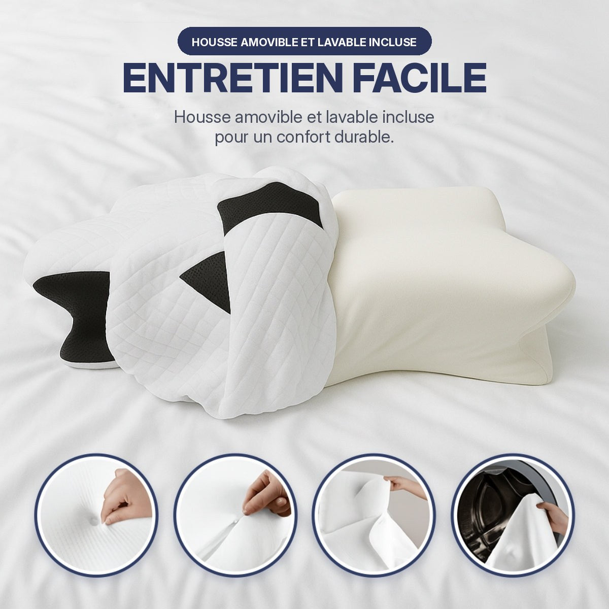 Housse Pillowvia amovible et lavable en machine, avec fermeture éclair